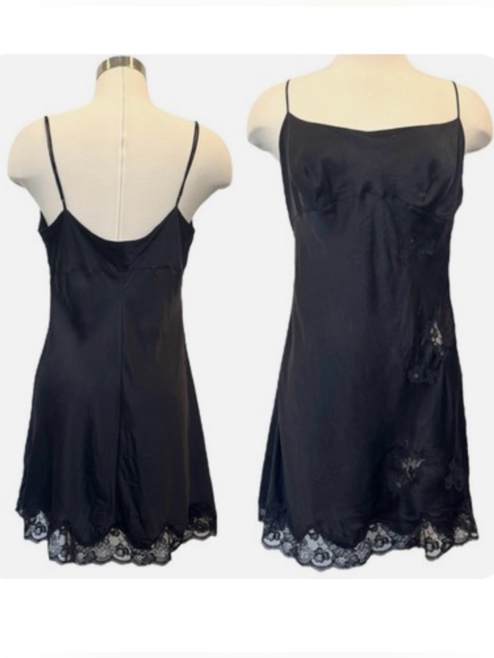 Vintage Victoria’s Secret Black Silk Babydoll Dress
